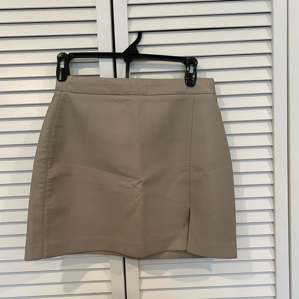Aritzia Patio vegan leather mini skirt.